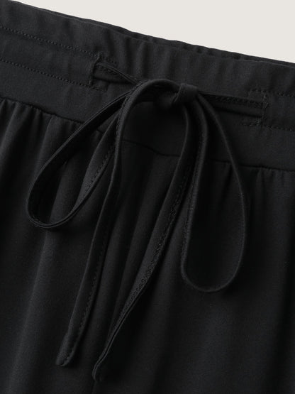 Wide Waistband Drawstring Flared Pants