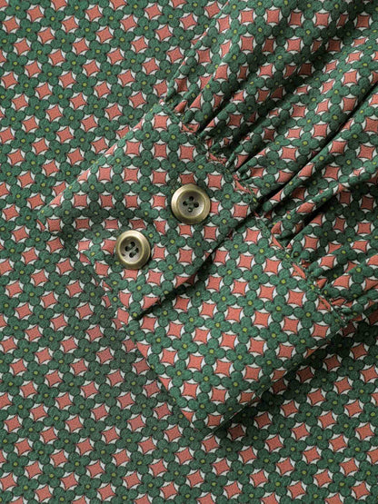 Geometric Print Bow-Tie Neckline Blouse