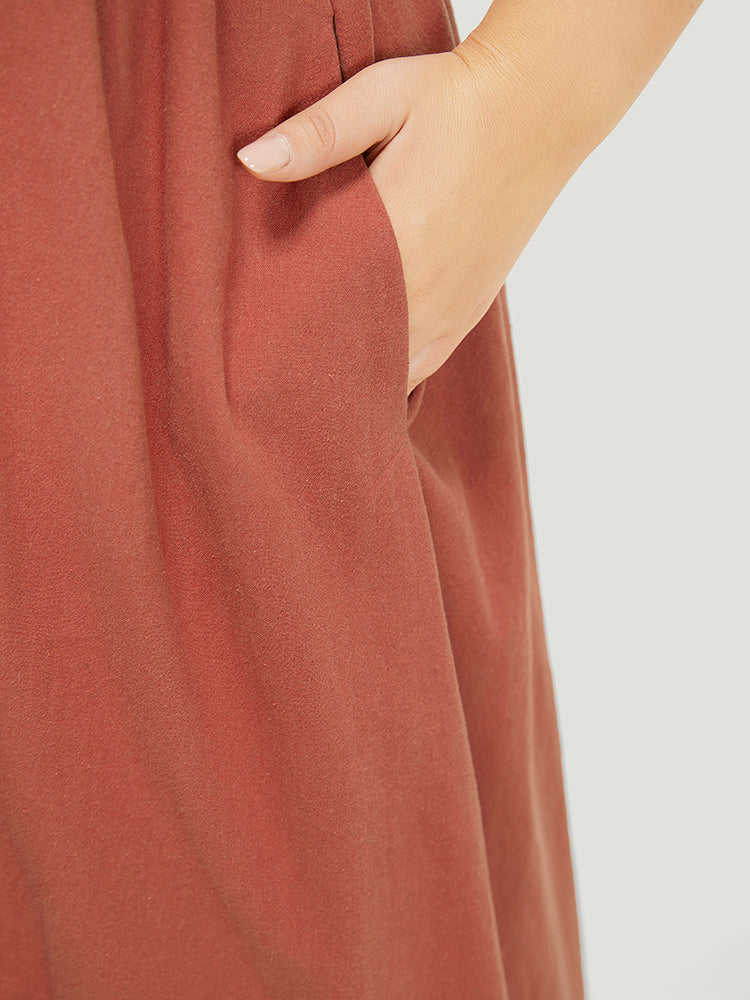 Color Block Contrast Pocket Flutter Hem Knot Cami Dress