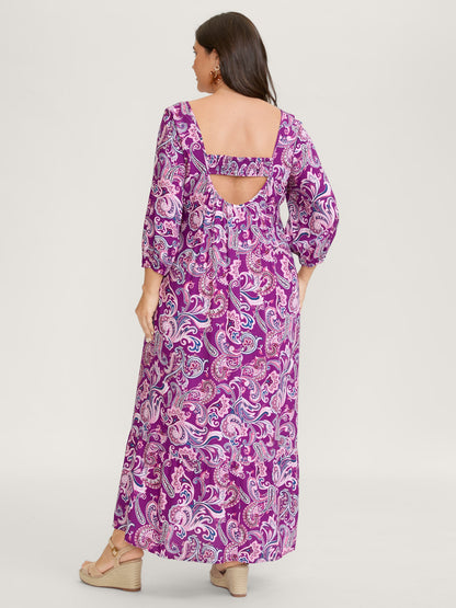 Paisley Rayon Back Cut-Out Maxi Dress