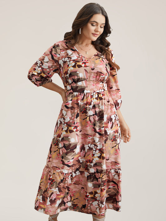 Brush Flower Lace Corset Stretchy Midi Dress