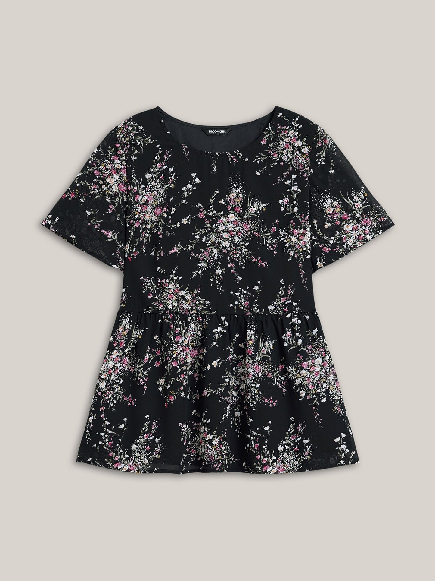 Floral Print Stretchy-Waist Lined Shirt
