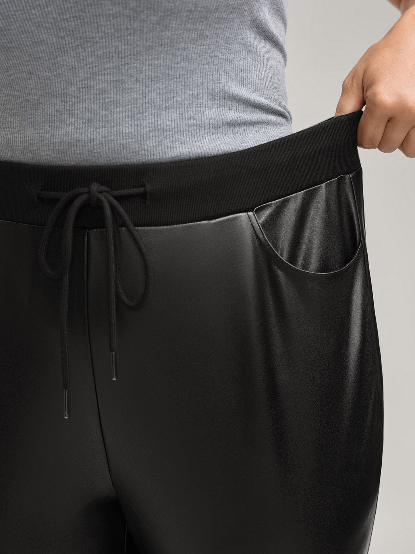 Super Stretchy Drawstring Metallic Look Pants