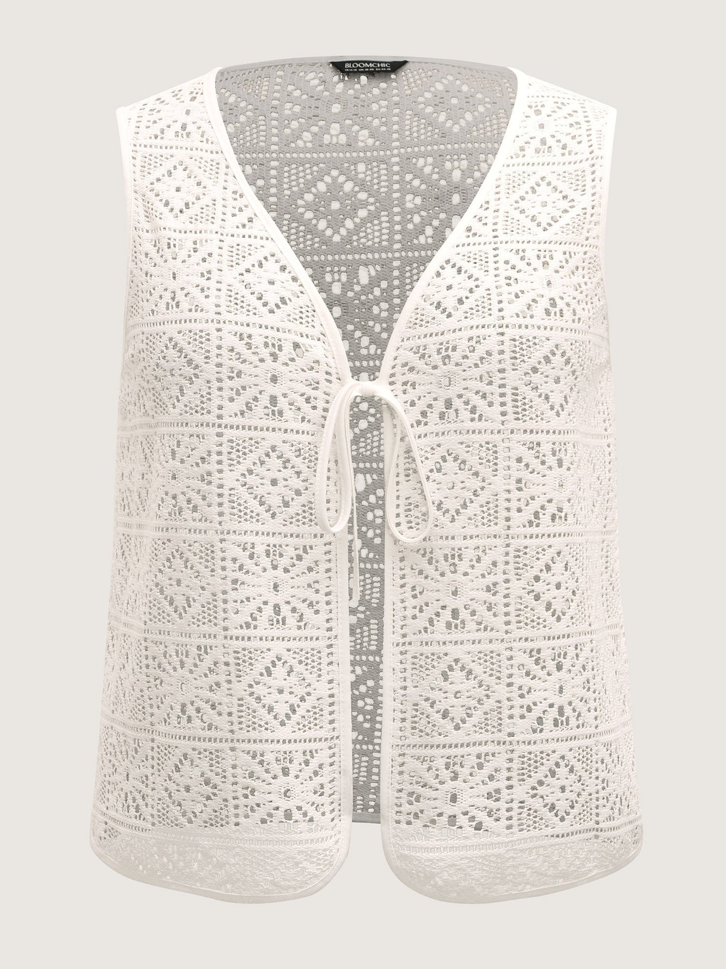 Lace Spliced Denim-Like Kimono Vest