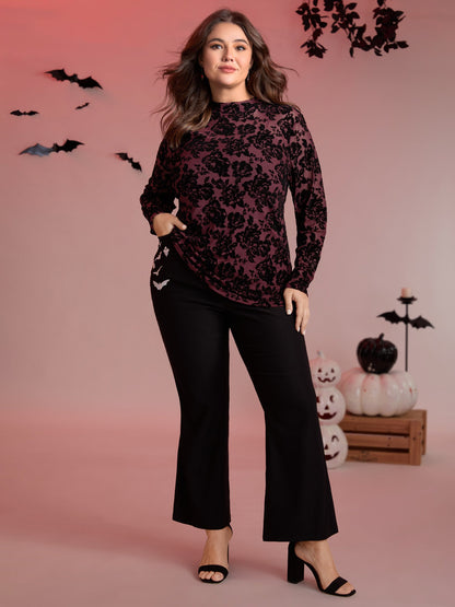 Rose Mesh Cut-Out Knit Top