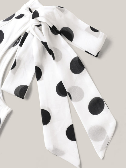 Polka Dots One-Shoulder Tied Jumpsuit