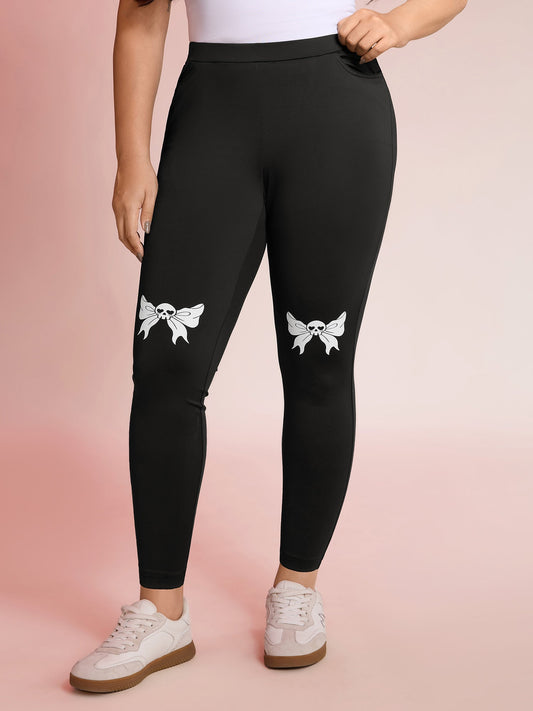Knee-Skull Element Skinny-Fit Leggings