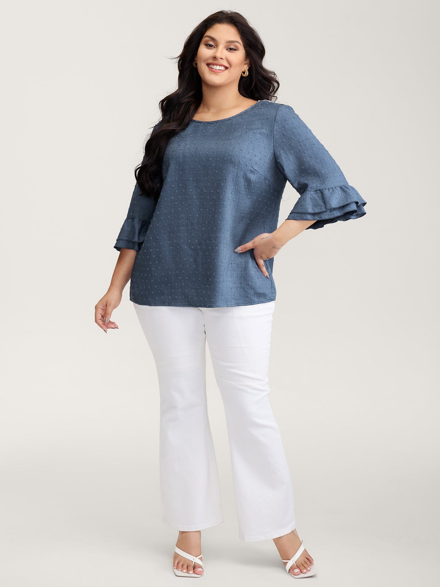 Textured Backless Lace Trim Blouse