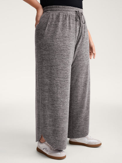 Stretchy Waistband Color-Mix Knit Pants