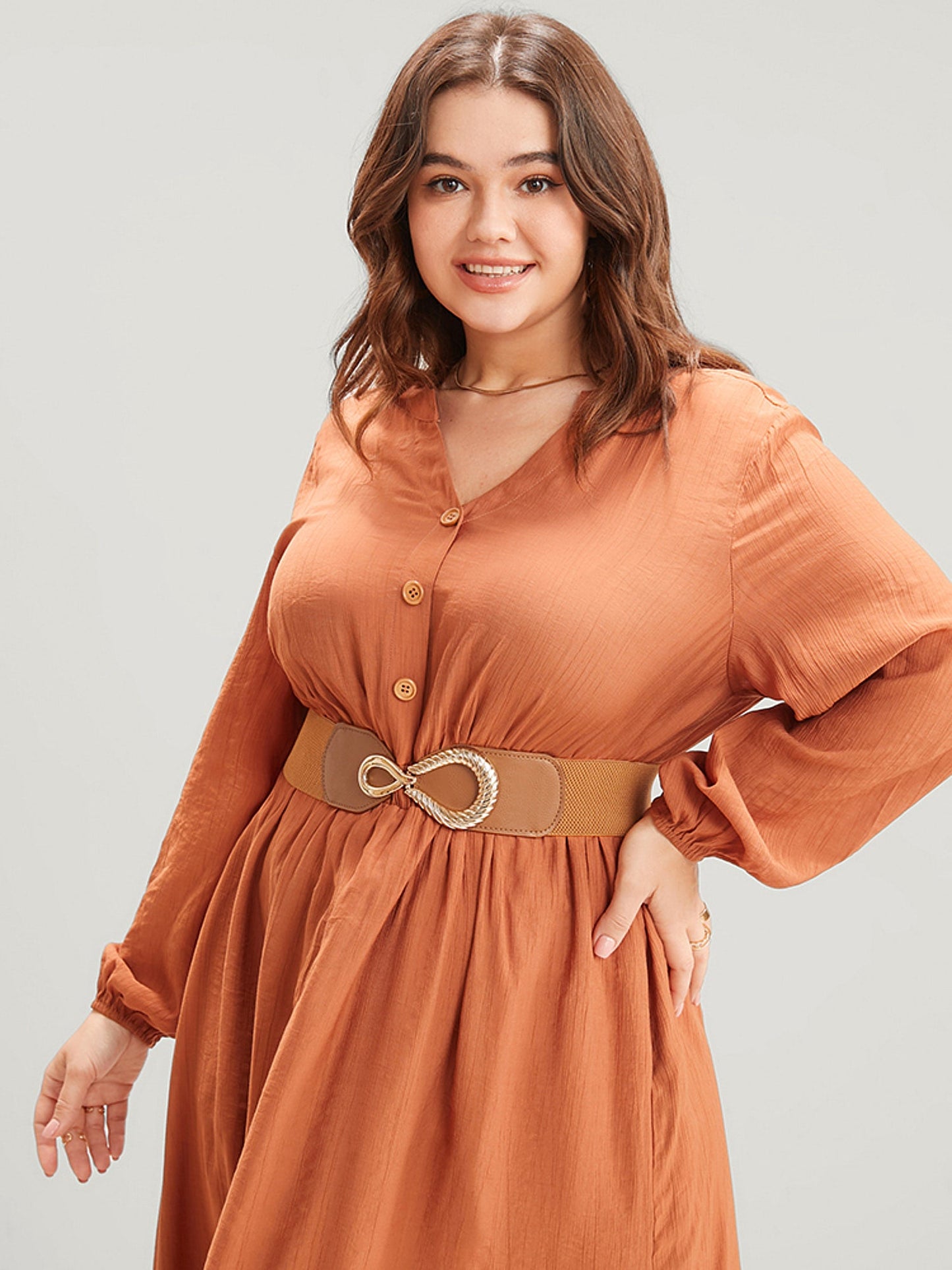 Metal Buckle Wide-Strap Belt