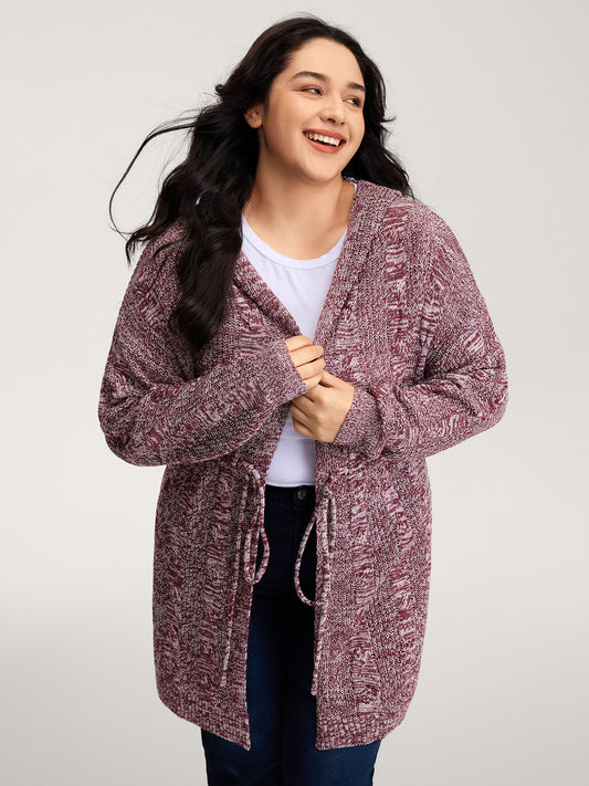 Cable Stitch Heather Hooded Knit Cardigan