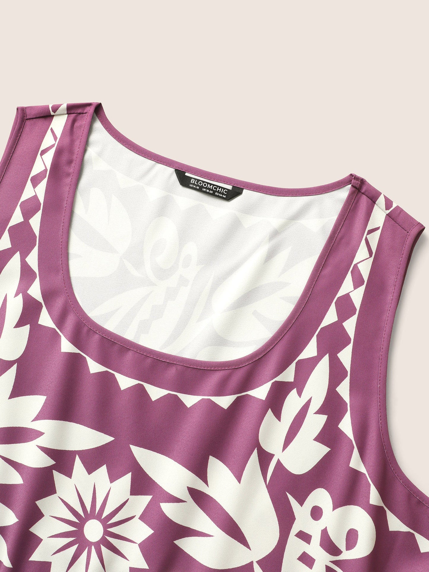 Boho Print Square Neck Elastic Waist Tank Dress