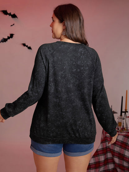 Creepy Pumpkin Motif Snowflake Effect Sweatshirt