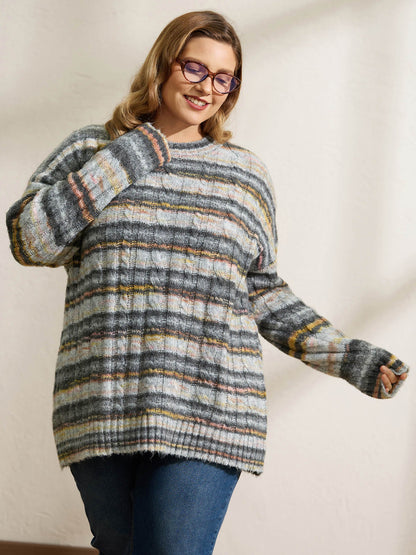 Heather Twist Textured Round Neck Pullover