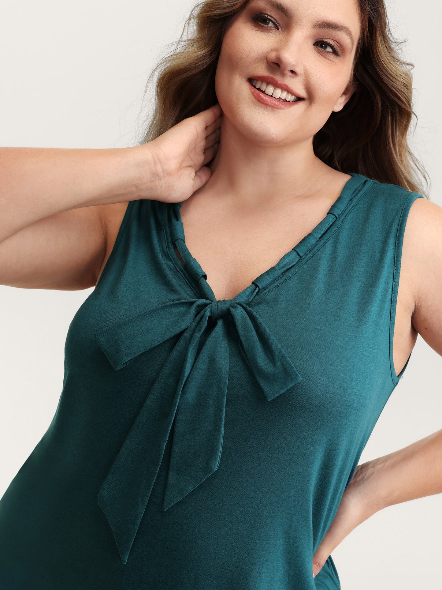 Supersoft Stretchy Bowknot Neckline Tank Top