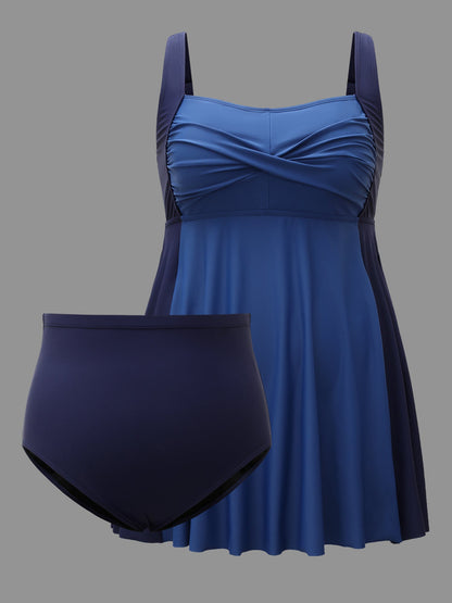 Twist Front Adjustable Straps Swim Dress