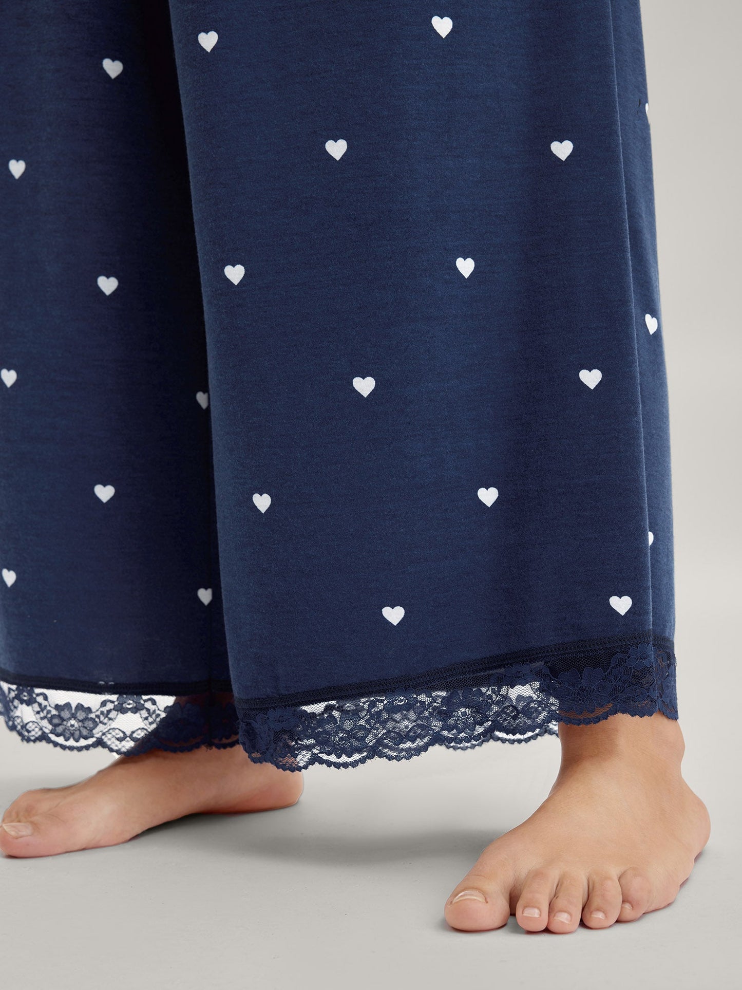 Supersoft Tiny Hearts Print Waist Drawstring Lounge Bottoms