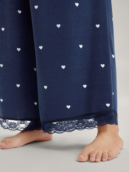 Supersoft Tiny Hearts Print Waist Drawstring Lounge Bottoms