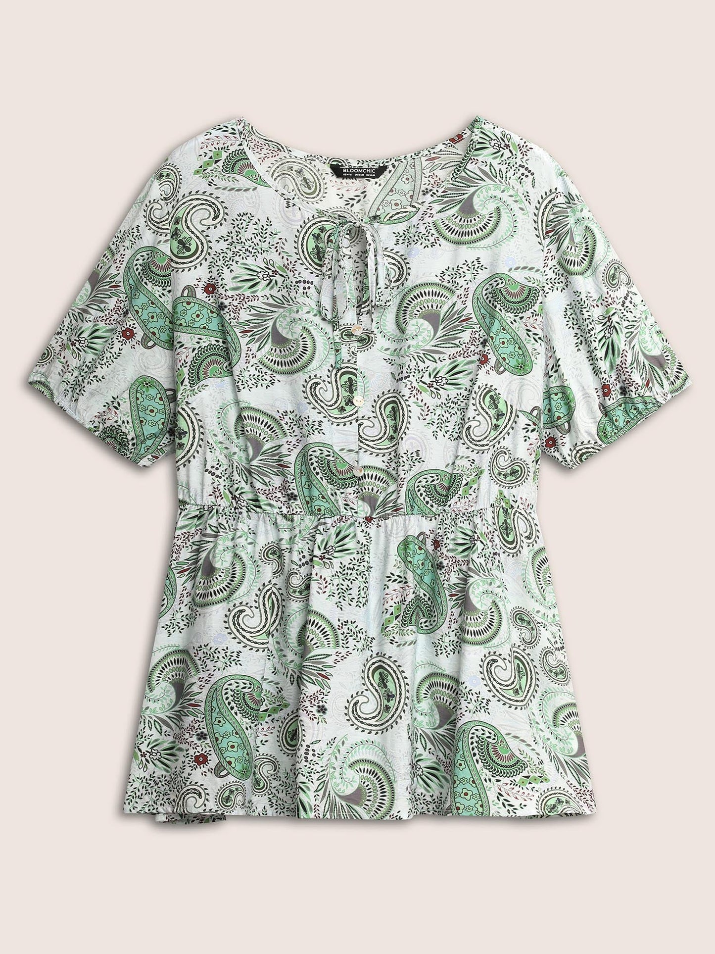 Paisley Print Knot Elastic Waist Blouse