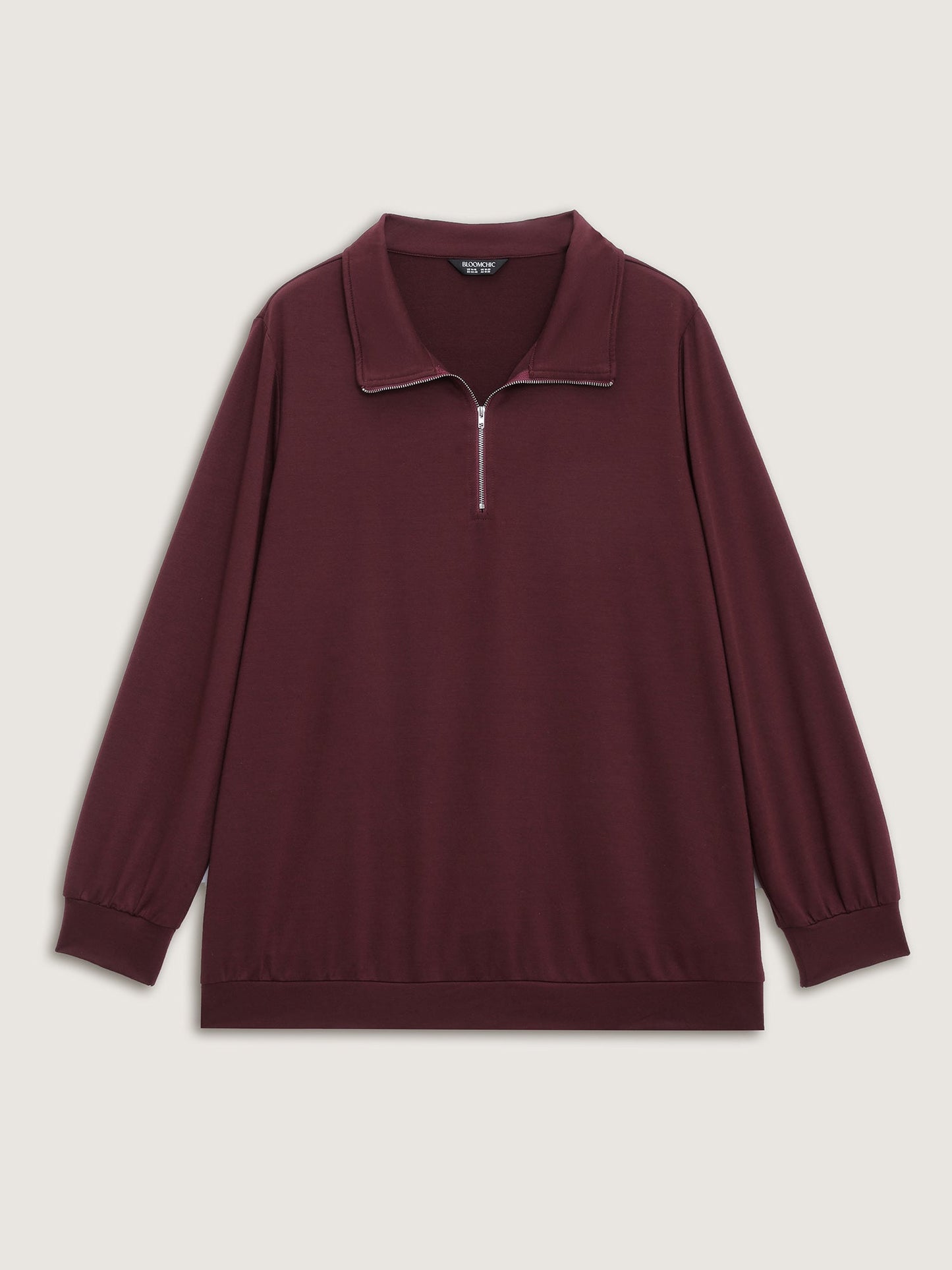 Half Zipper Adjustable Solid Sweatshirt