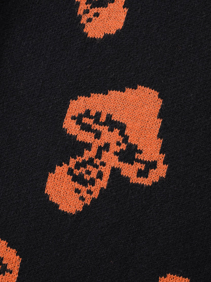Halloween Mushroom Jacquard Print Pullover