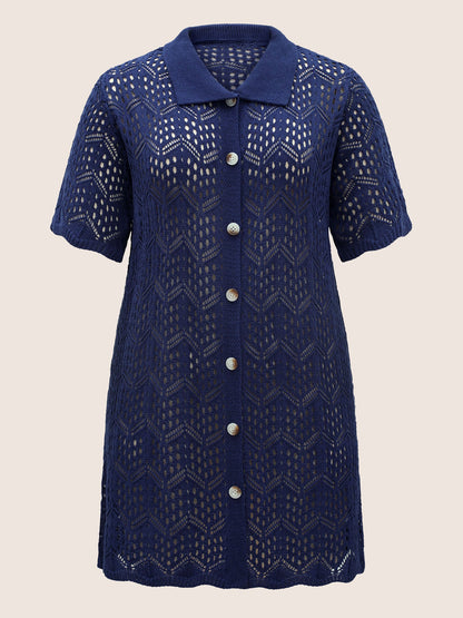 Polo Neck Geometric Cut Out Swim Cover Up
