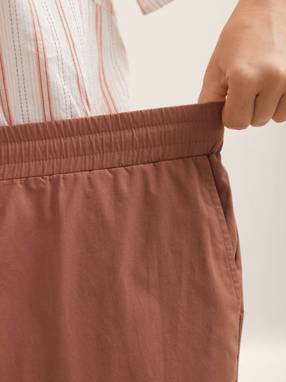 Cotton Drawstring Straight-Leg Pants