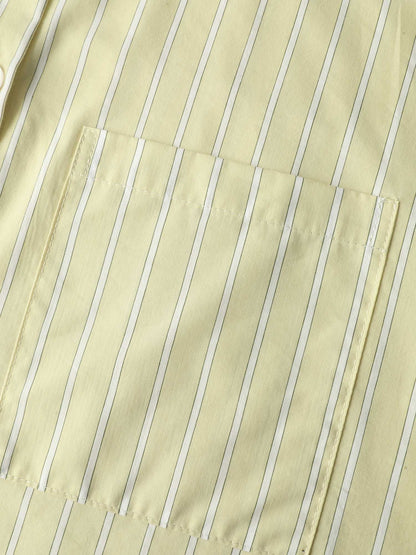 Stripe Button-Down Pocket Blouse