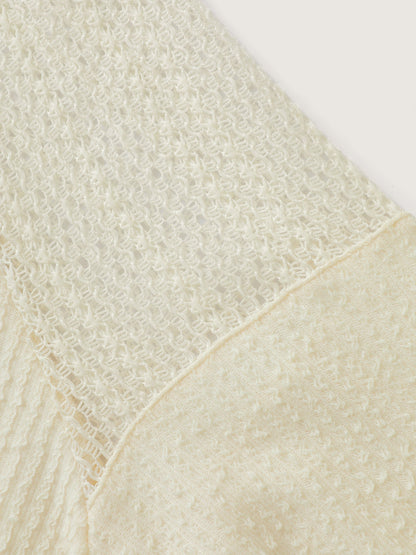 Textured Spliced Button Detail Hoodie