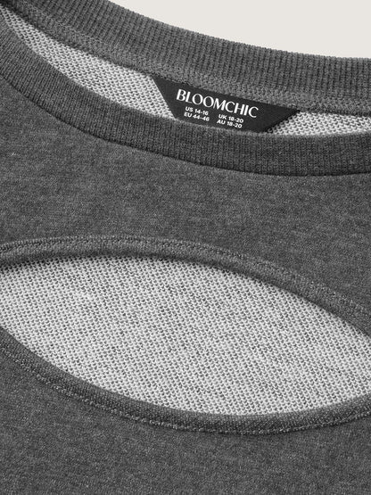 Heather Neckline Cut-Out Sweatshirt