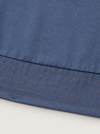 Relaxed-Fit Denim-Style Neck Tie Blouse