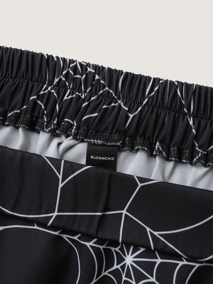 Spiderweb Halloween Print Mini Skirt