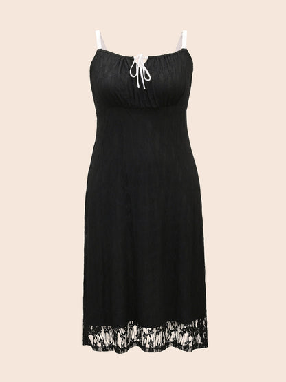 Contrast Tie Knot Lace Panel Cami Dress