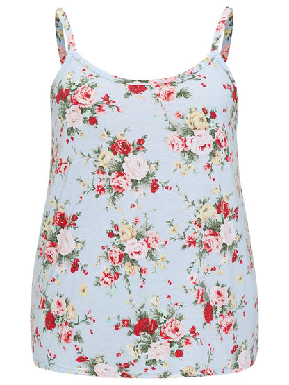 Floral Print Crew Neck Sleep Cami Top