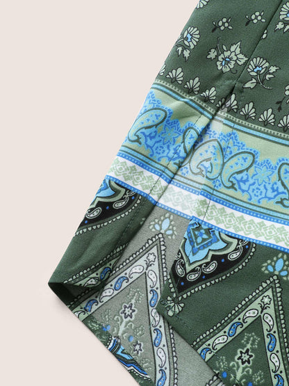 Bandana Print Halter Neck Tie Knot Dress