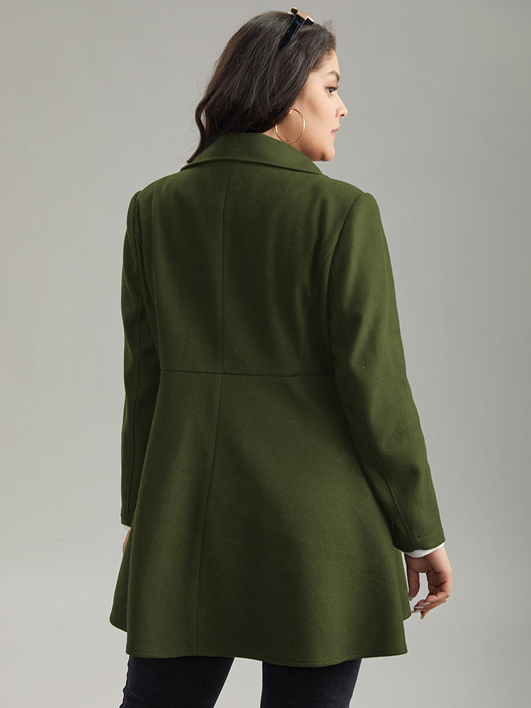 Lapel Collar Metal Detail Zipper Pocket Coat
