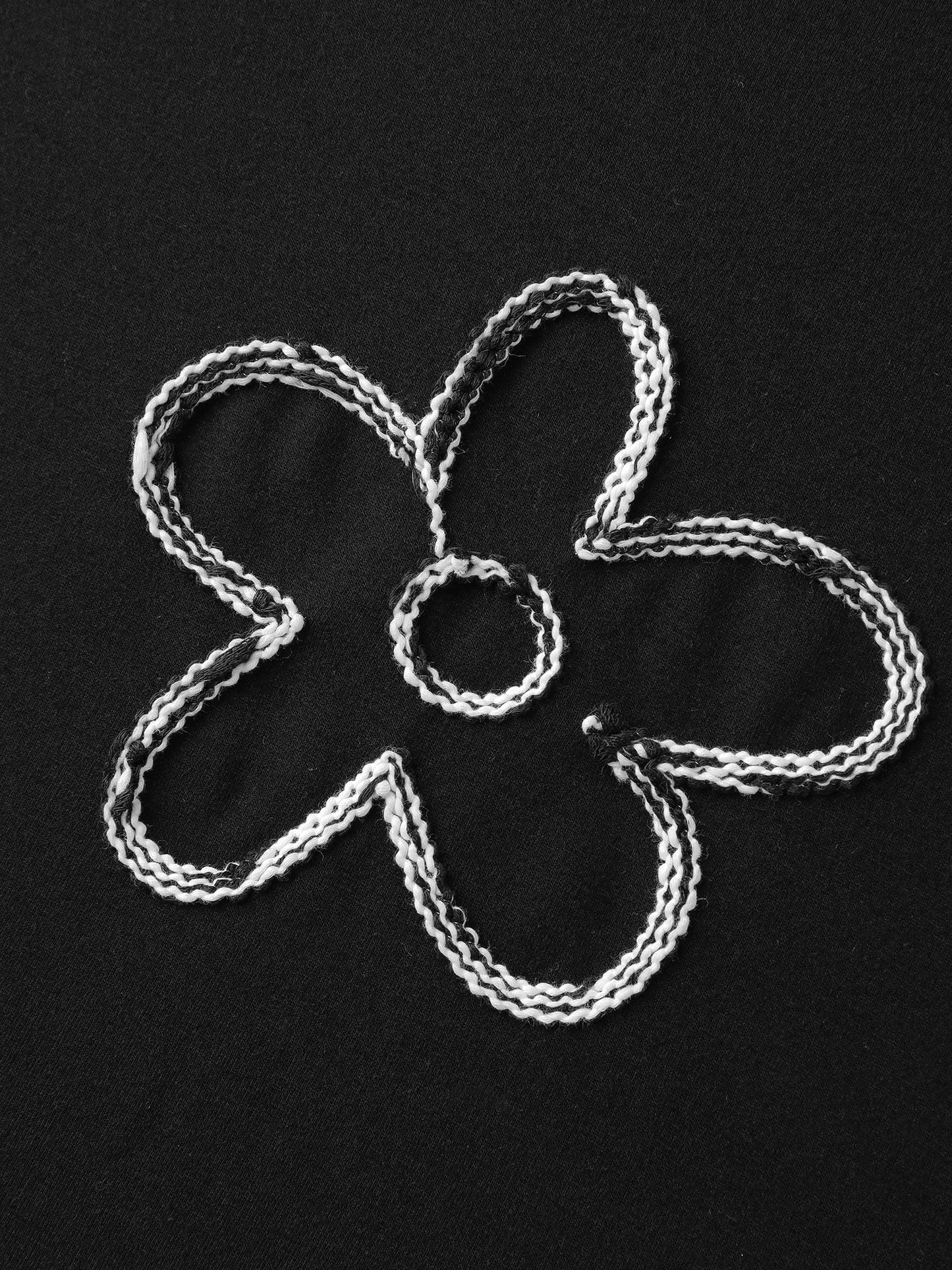 Floral Cord Embroidery Round Neck Sweatshirt