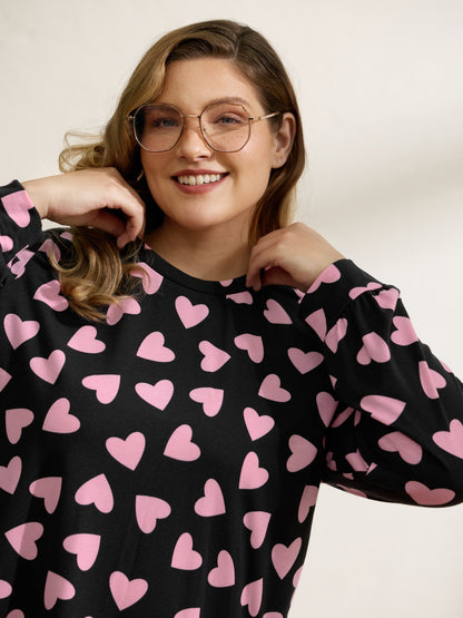 Sweet Hearts Stretchy Waist Knit Loungewear Set