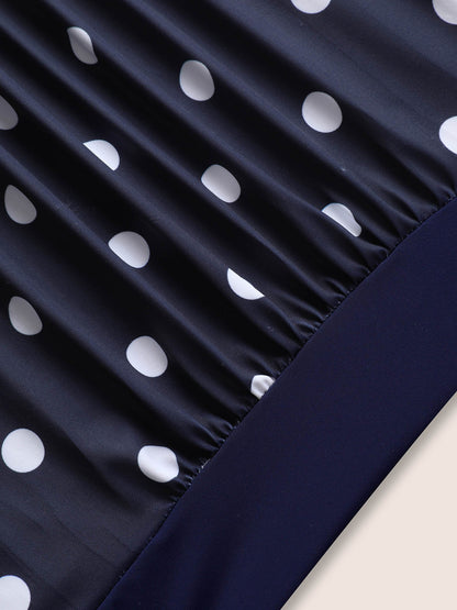 Polka Dot Patchwork Crossover One Piece Swimsuit