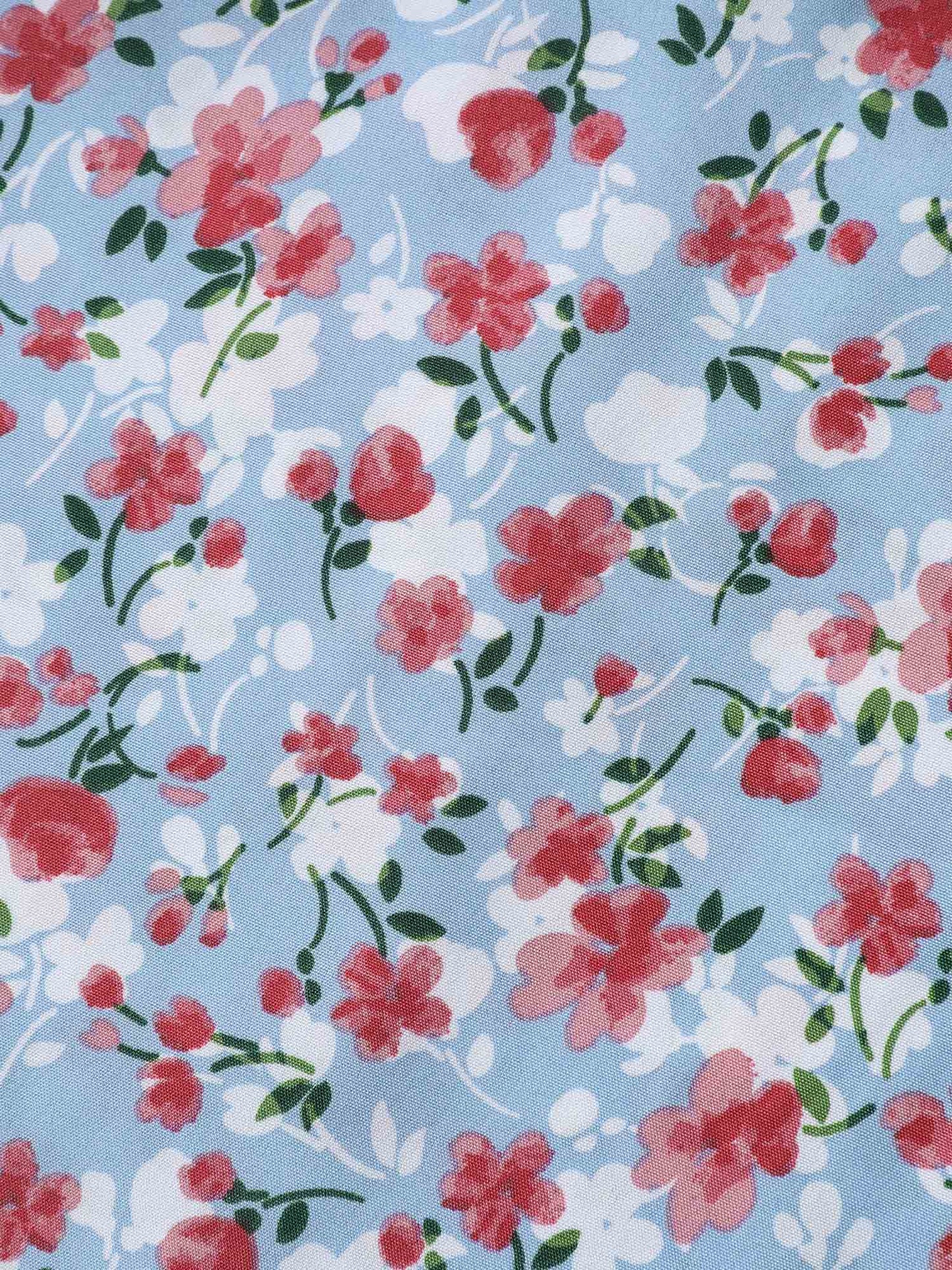 Floral Print Sweetheart Cinched-Waist Blouse