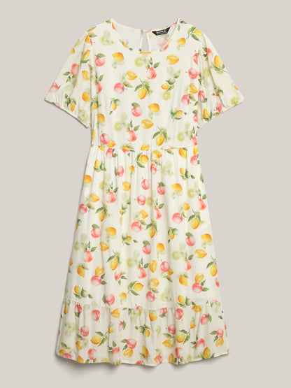 Fruity Fun Print Cut-Out Midi Dress