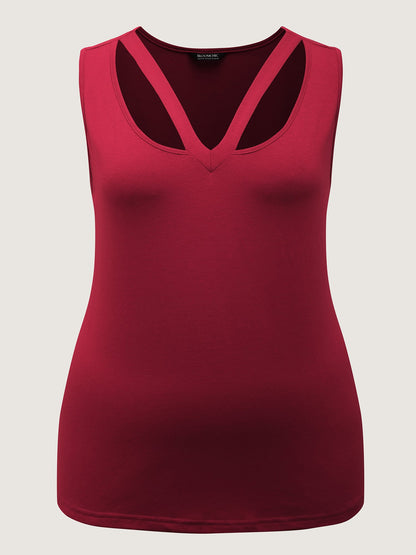 Supersoft Stretchy Cut-Out V-Neck Tank Top