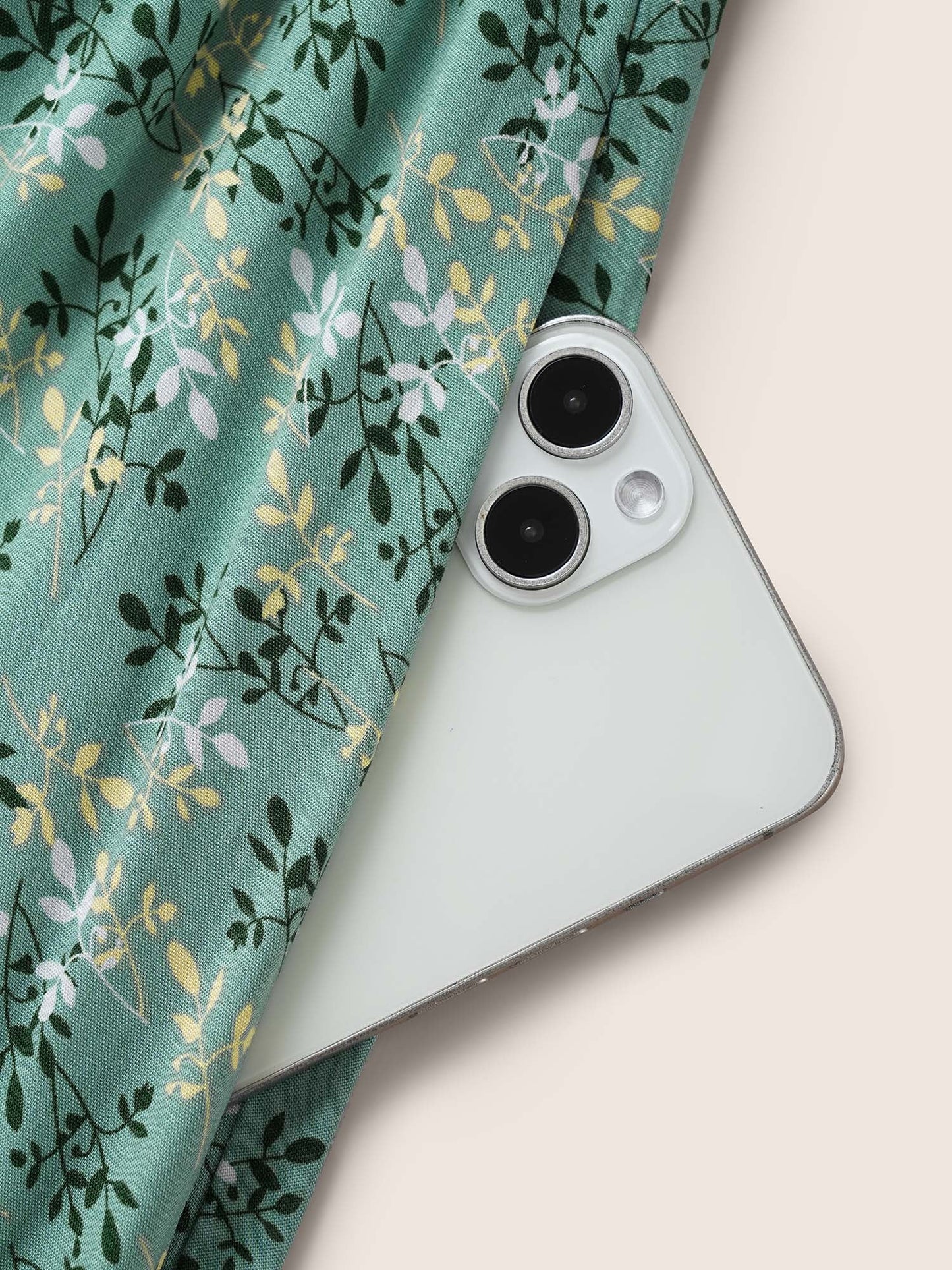 Rayon Ditsy Floral V Neck Shirred Dress