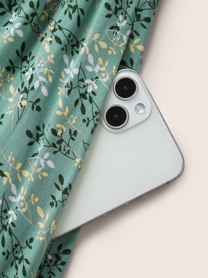 Rayon Ditsy Floral V Neck Shirred Dress