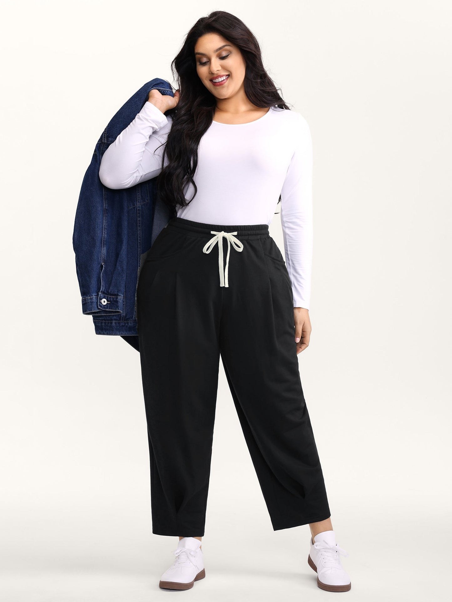 Drawstring Waist Straight-Leg Pants