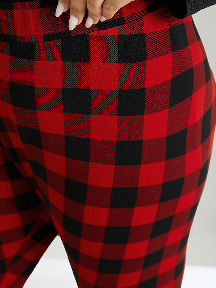 Plaid Elastic Waist High Rise Skinny Leggings