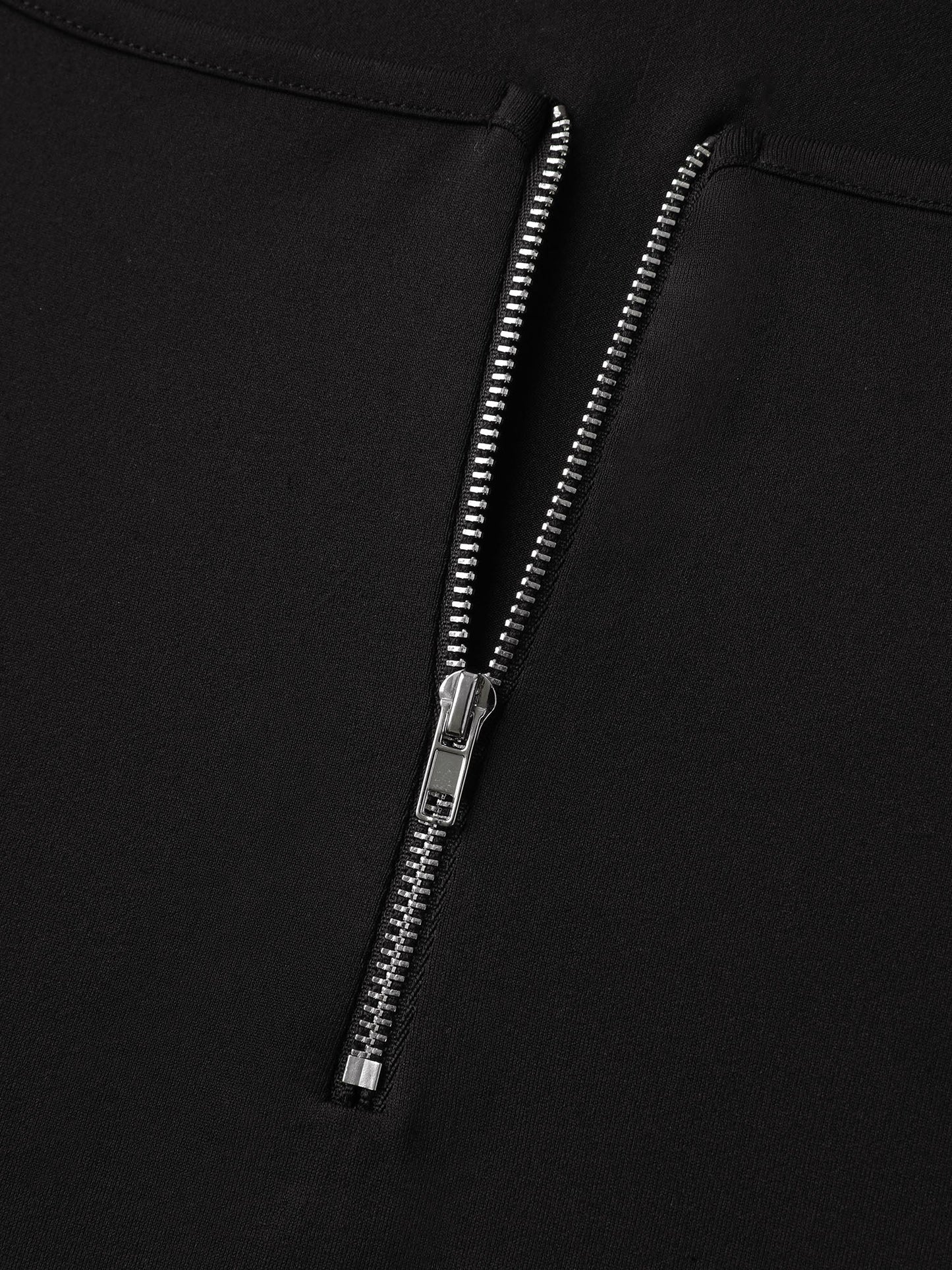Half-Zipper Neckline Bodycon Fit T-Shirt