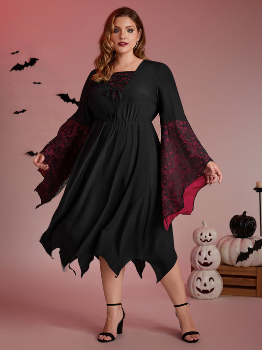 Wicked Witch Color Contrast Midi Dress