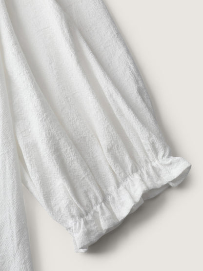Pure Cotton Lace Trim Button Blouse