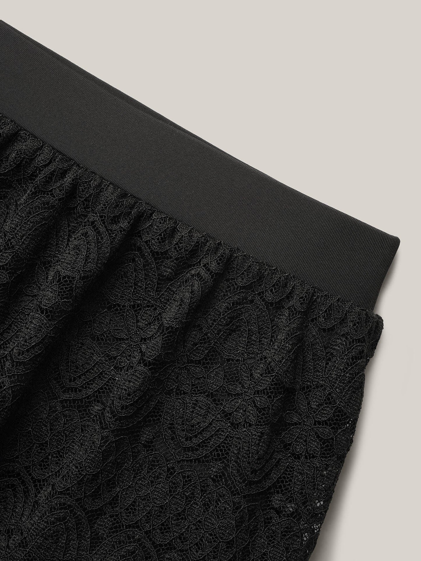 Eyelet Trim Lace Pleated Swim Bottoms